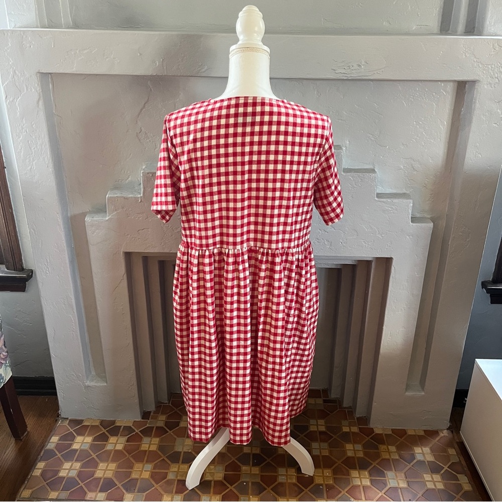Shiny by Nature Red Gingham Dress Cotton Knee Length S - Picture 2 of 5